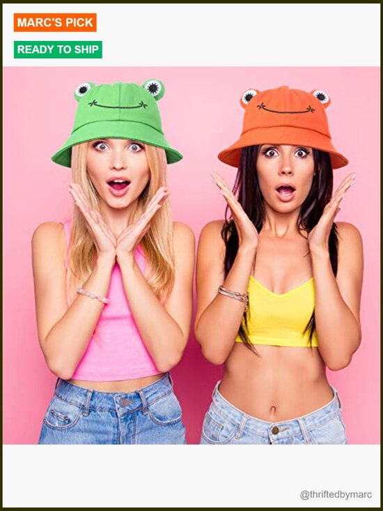 4 Pack Frog Bucket Hats Wide Brim Cotton Sun Hats Outdoor Sports main image 7